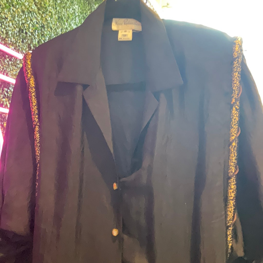 Vintage 80s 90s Y2K Jumpsuit Disco Romper High Waist Jumpsuit Playsuit Black Gold Accents Size S