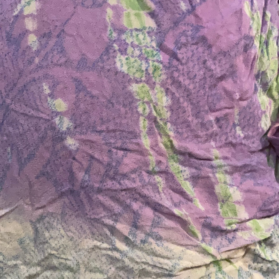 Sleeveless Hippie Fairy Asymmetrical Hem Advance Apparel Floral Ombré Purple and Green Trapeeze Dress