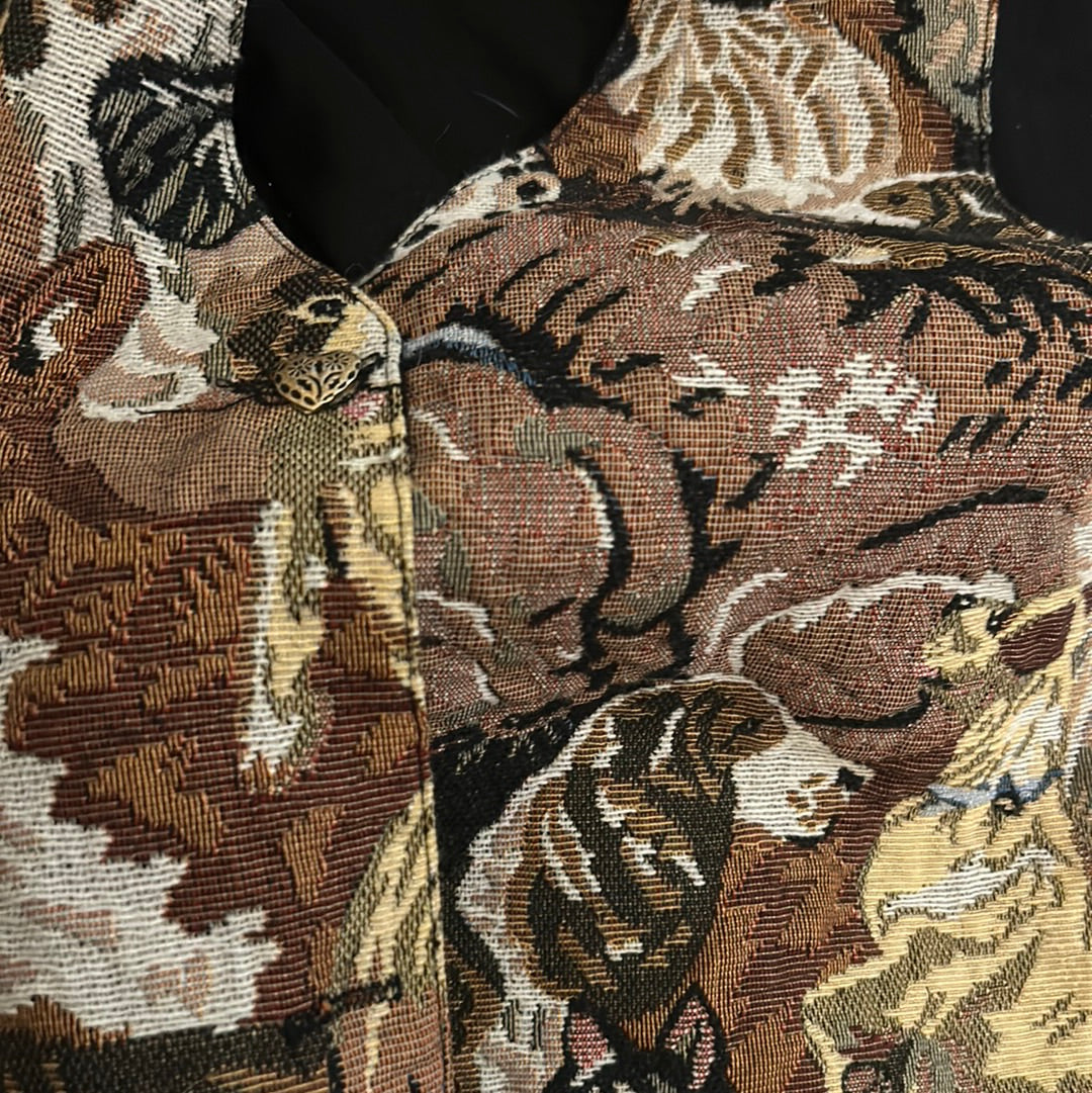 Vintage Dog Puppy Tapestry Vest Imaginations Classic Collection Size Small