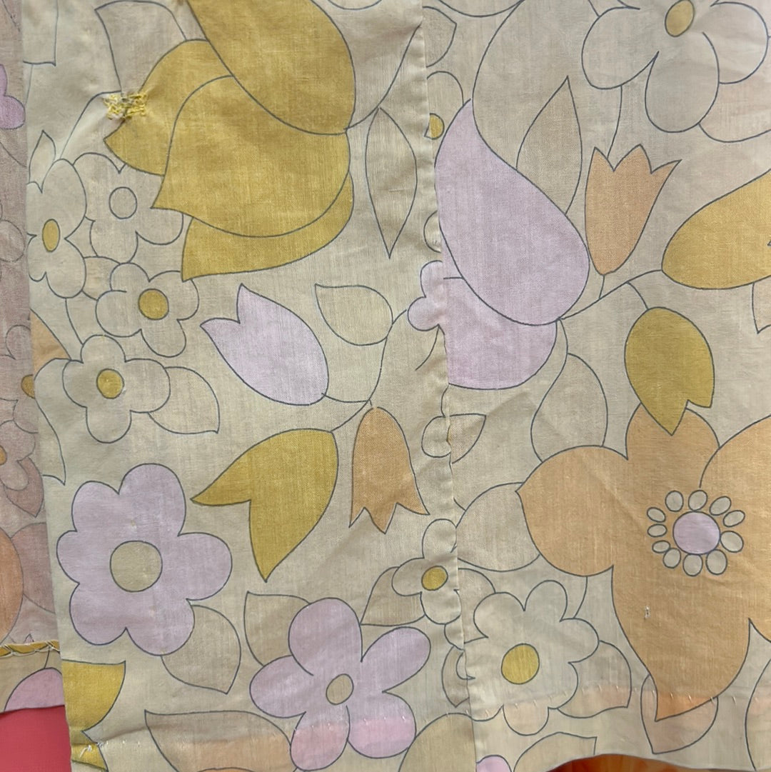 Cotton Daydream 60's Pastel Yellows Floral Hippie Day Dress