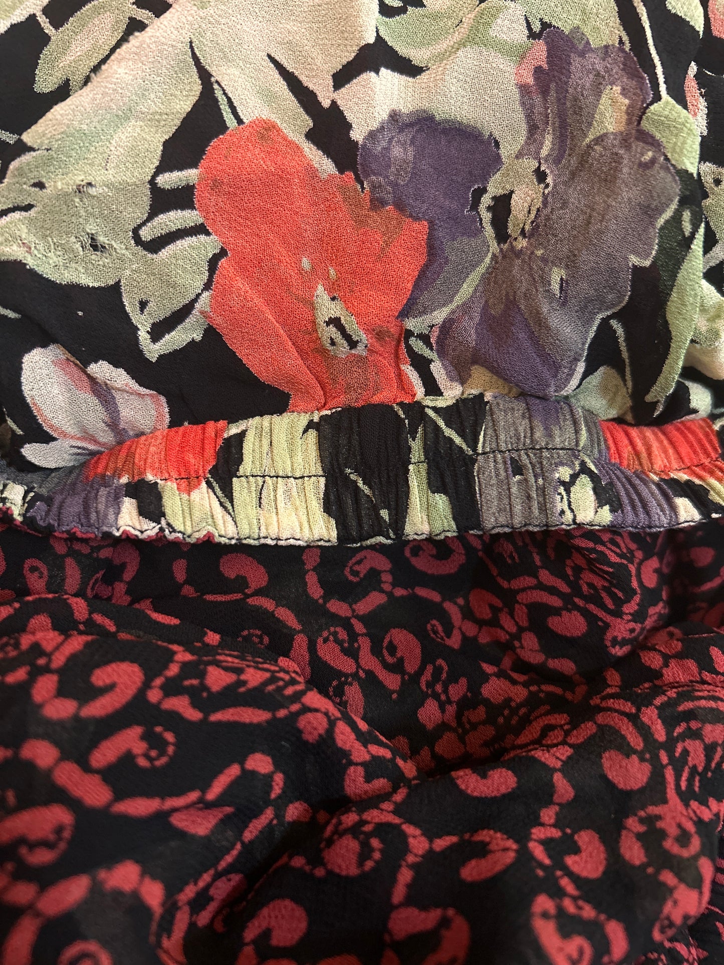Reversible Silk Floral and Pattern Maxi Whimsigoth Fairy Hippie Skirt One Size