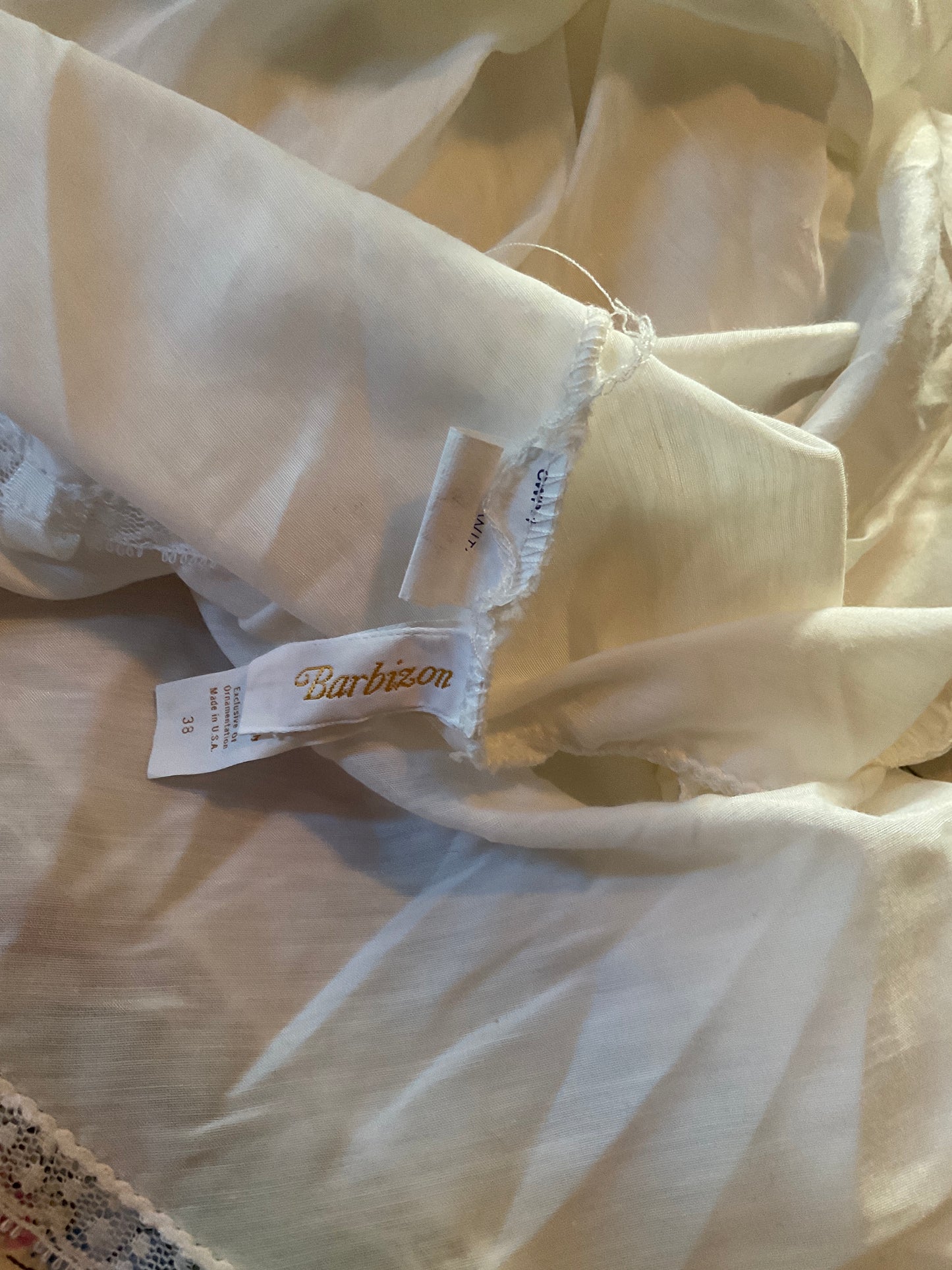 Barbizon Size 38 Cotton Eyelet White Lace Slip Dress