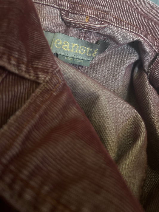Jeanstar Maroon Micro Stripe Corduroy Y2K Western Two Button Blazer Size Medium