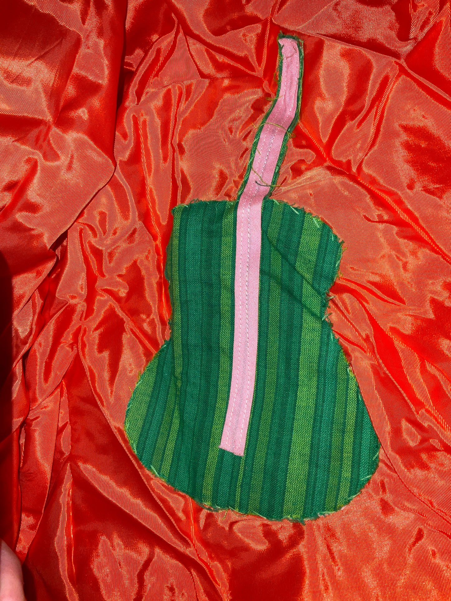 Peach Dupioni Silk Maxi Circle Skirt with Guitar Appliqué
