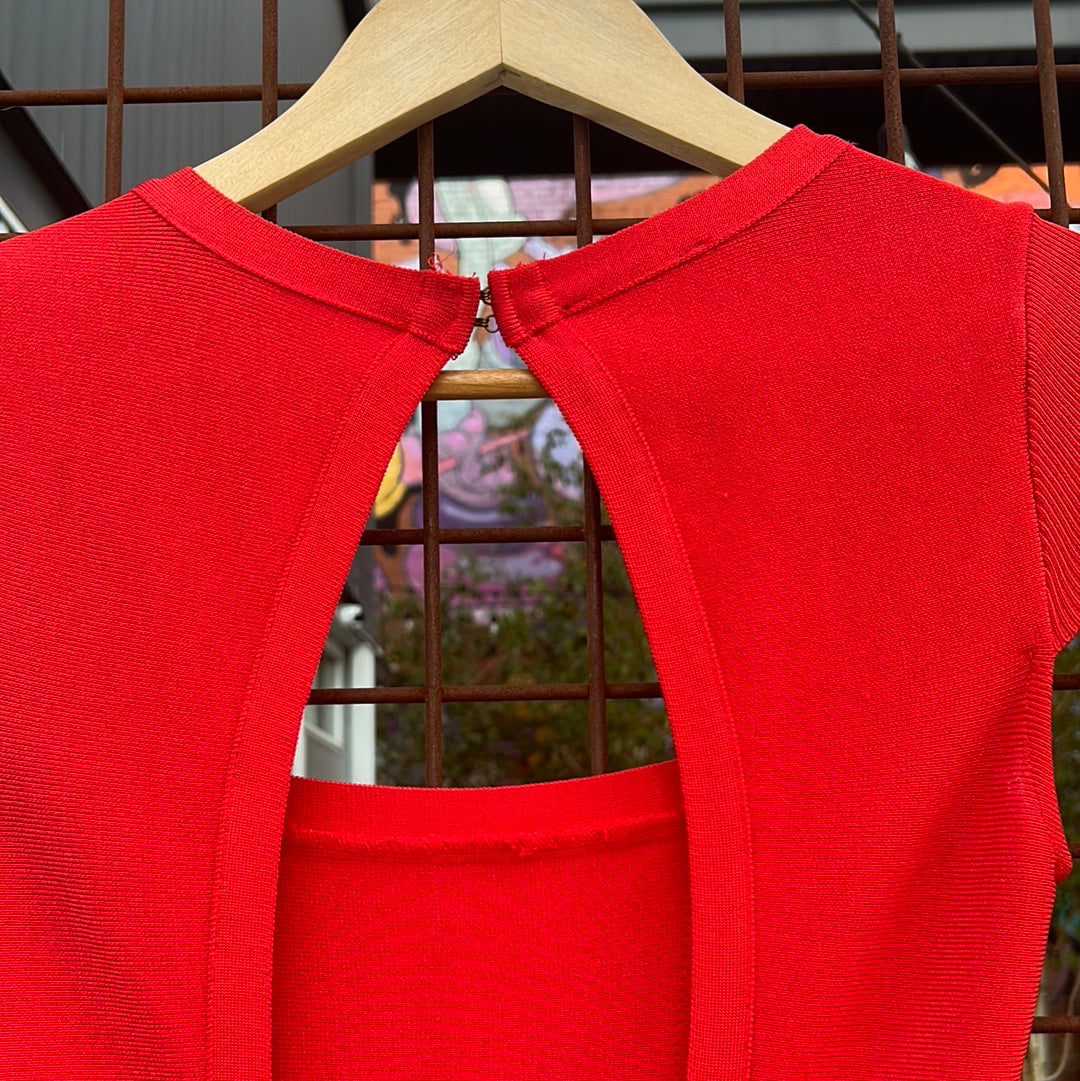 Tomato Red Bebe Bandage Dress