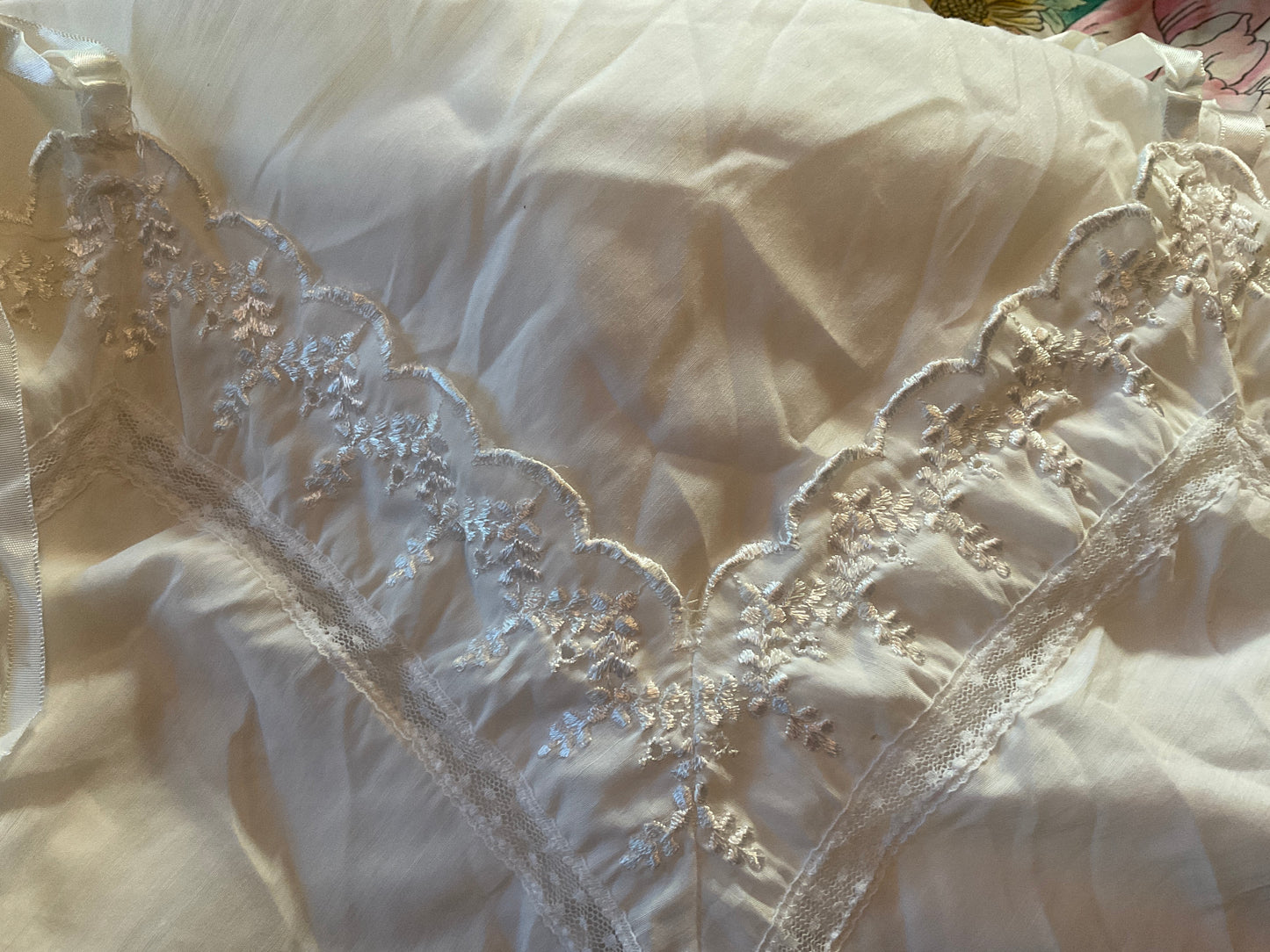 Barbizon Size 38 Cotton Eyelet White Lace Slip Dress