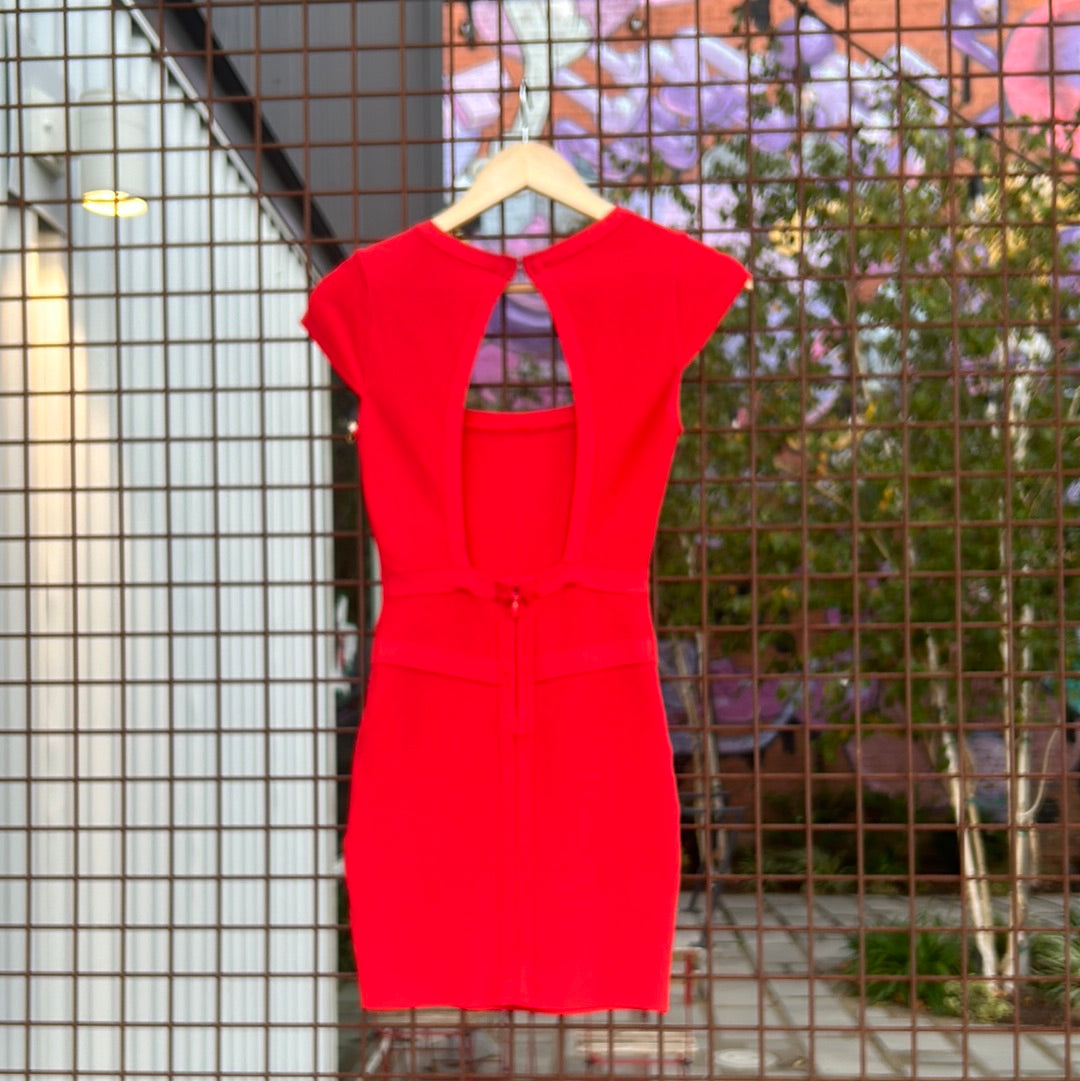 Tomato Red Bebe Bandage Dress