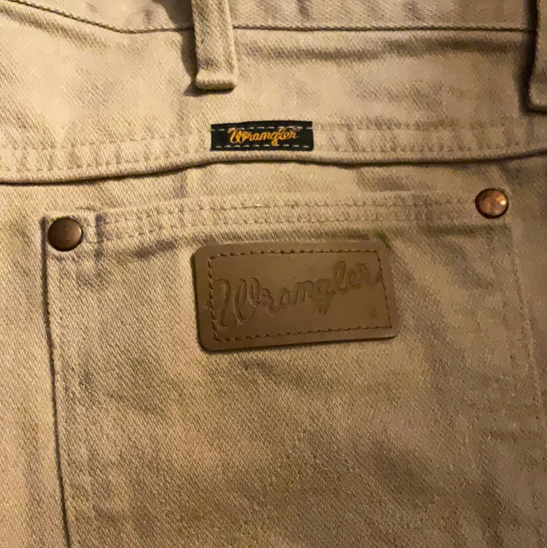 VINTAGE Wrangler Jeans Mens 34x30 Tan 936 Slim Fit Cowboy Cut Workwear USA Made