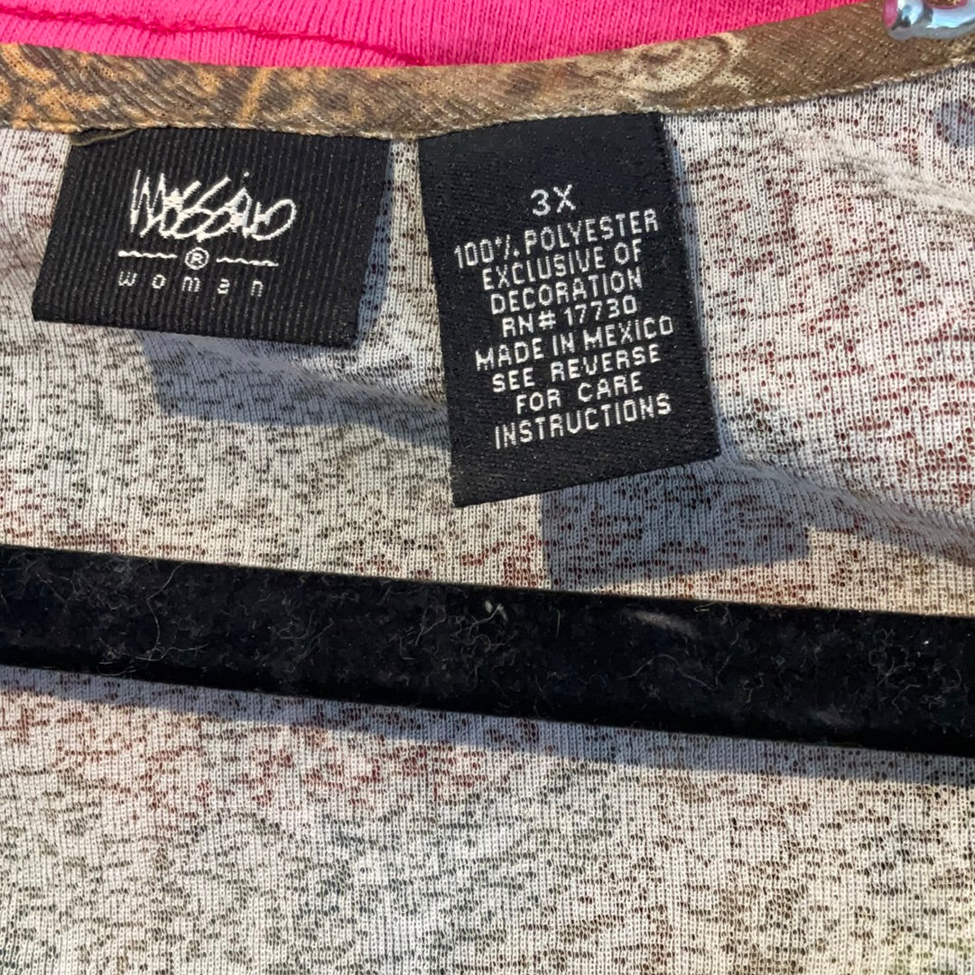 Y2K Mossimo Earth Tones Bell Sleeve Paisley Hippie Top 3X