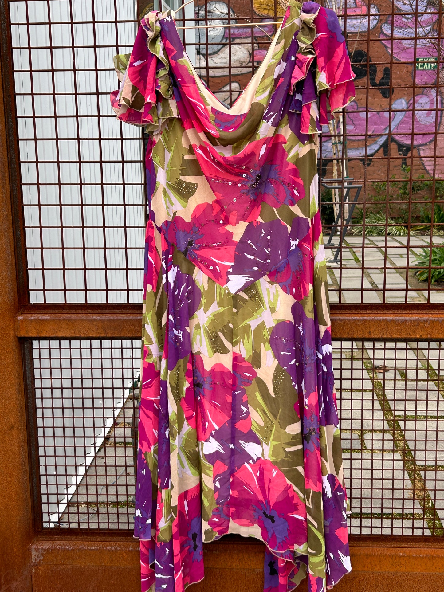 Y2K Fairycore Avenue Studio Silk ruffle dress vintage avenue studio Size 20