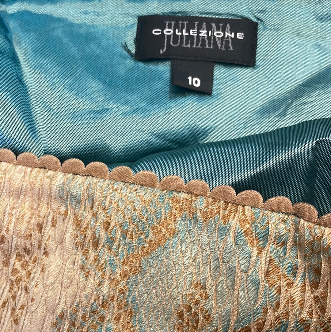 Juliana Collezione Tan and Mint Teal Snakeskin Corset Crop Top size 10