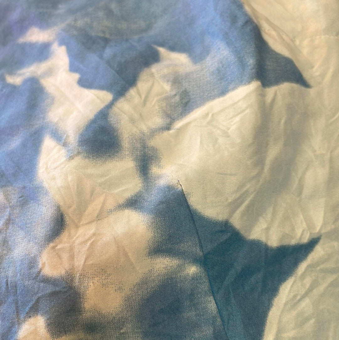 Polo Jeans Co Ralph Lauren Blue Cyanotype Daisies Silk Collared Sleeveless Button Up Crop Top