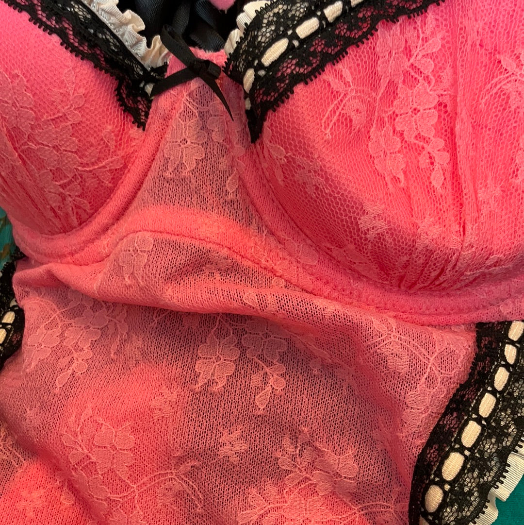 Victoria’s Secret Pink Lace Barbie Doll Apron Lingerie Size 34B