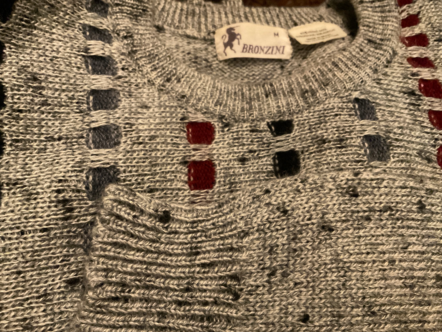 Bronzini 1980’s Unisex Sweater Marino Wool Size Medium