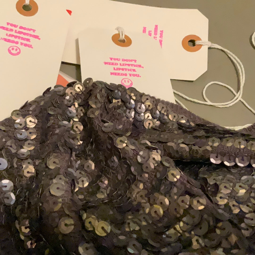 bebe grey gunmetal Bronze Metallic Sequin Sweater Tank