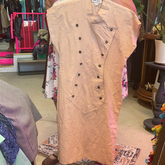 Nok Nok Linen Dress Khaki Tan Unbleached