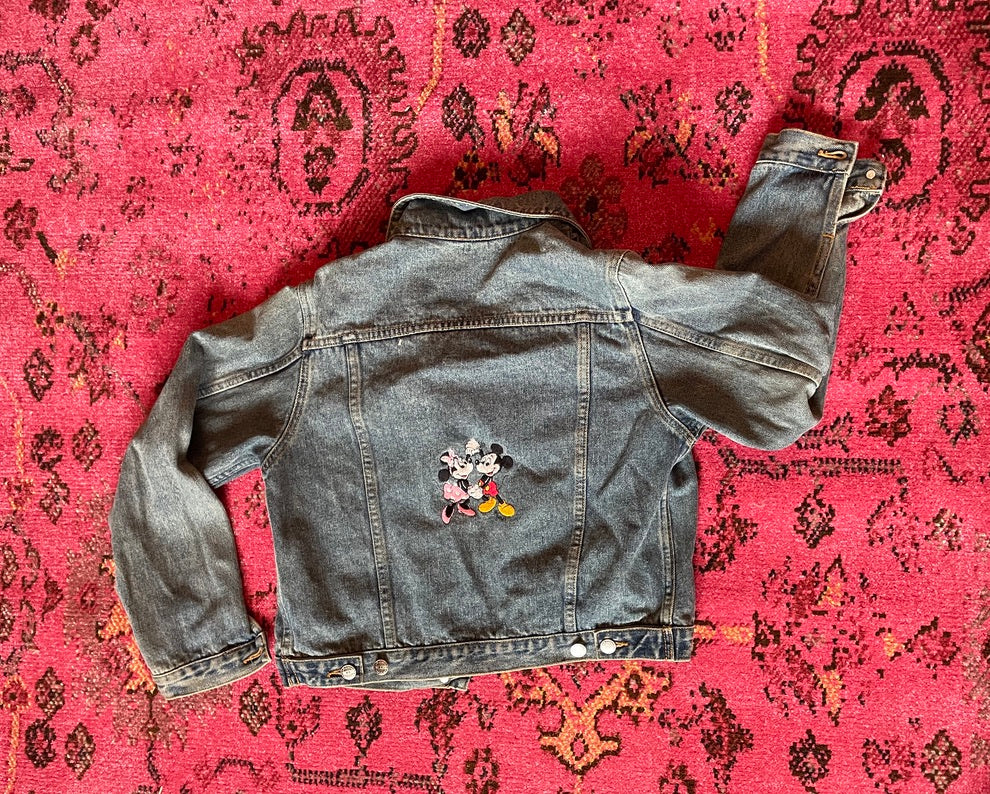 Mickey n Minnie Embroidered Crop Denim