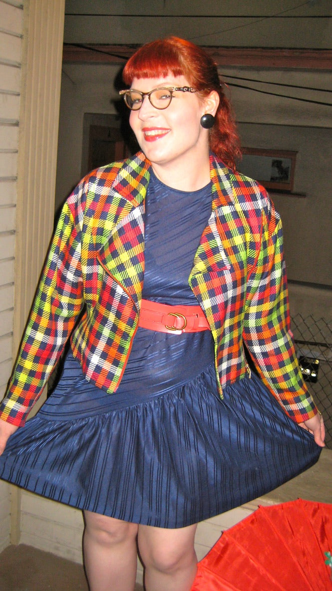 Clueless Plaid Neon Ungaro Moto Jacket