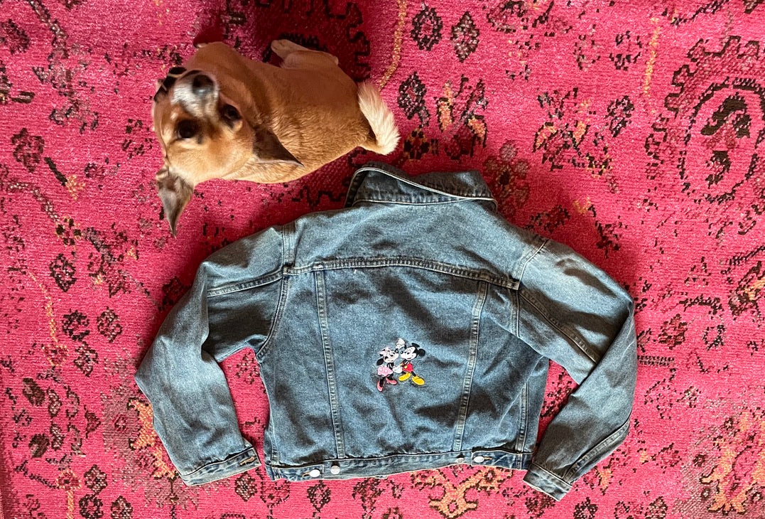Mickey n Minnie Embroidered Crop Denim