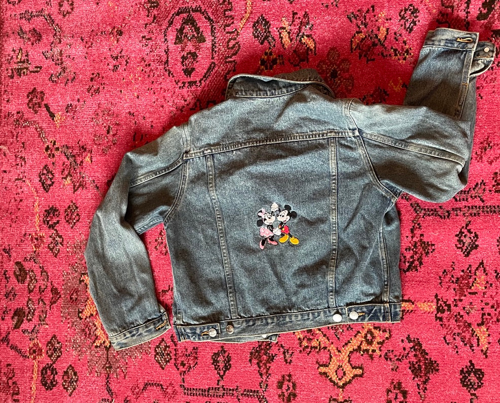Mickey n Minnie Embroidered Crop Denim
