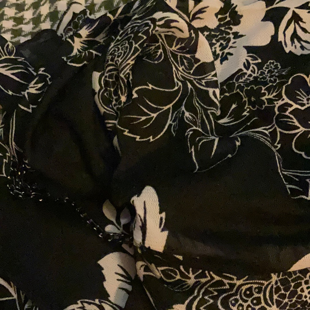 Peep Studio Vintage Y2K Black with White Florals Mesh Mini Dress with QueerShoppe Peep Studio Vintage Y2K Black with White Florals Mesh Mini Dress with QueerShoppe