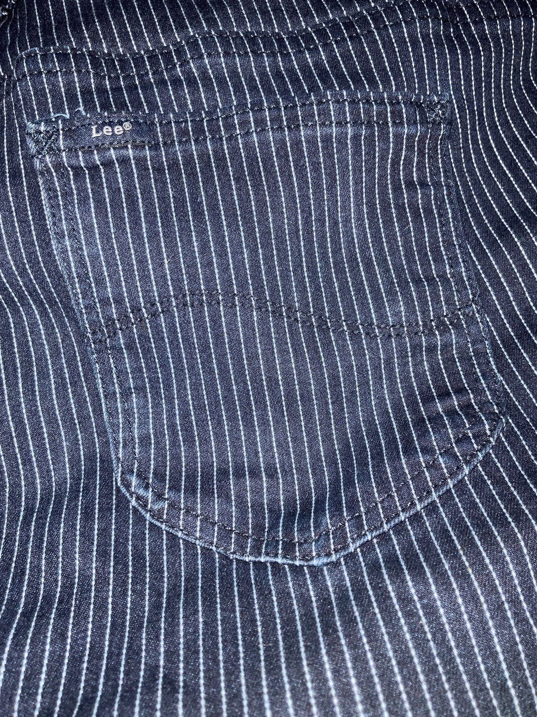 Lee Pinstripe Dark Denim Straight Leg Size 16 Long