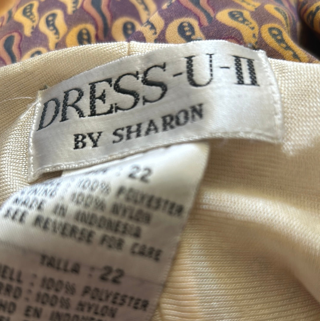 Dress U II by Sharon Vintage Paisley Y2K Bias Cut Maxi Dress Size 22