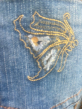 Load image into Gallery viewer, Industrial Cotton Butterfly Sequin Low Rise Flare Y2K Denim