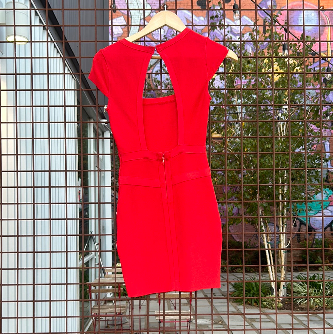 Tomato Red Bebe Bandage Dress