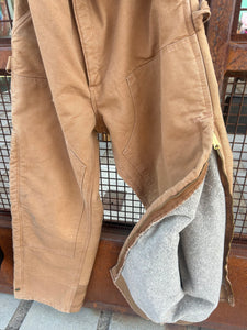 Vintage Y2K 2003 Carhartt Brown Canvas Fleece-Lined Zip Snow Pants 38x32