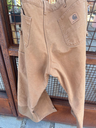 Vintage Y2K 2003 Carhartt Brown Canvas Fleece-Lined Zip Snow Pants 38x32