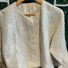 Load image into Gallery viewer, 50’s 60’s White Sparkle Sequin Silver 3/4 Bracelet Length Sleeve Bolero Jacket Bridal Size 6