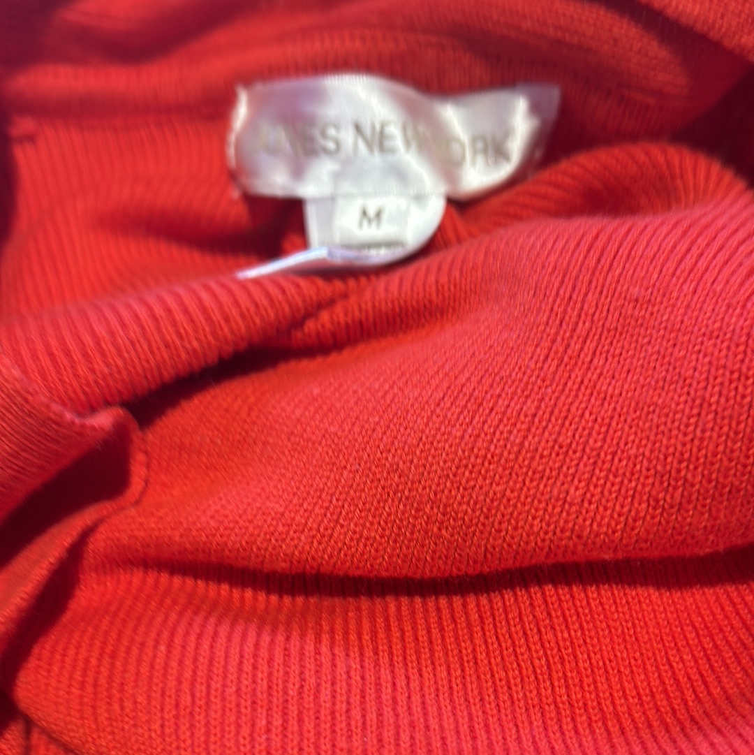 Jones New York Cotton Hot Red Cropped Cardigan