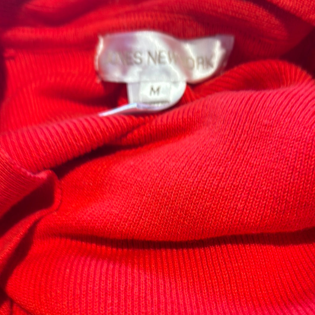 Jones New York Cotton Hot Red Cropped Cardigan