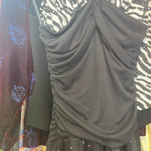Load image into Gallery viewer, A Buyer 2000’s Y2K Black Mesh Asymmetrical Fairy Hem Halter Dress