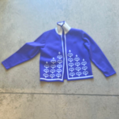 70’s Purple with White Hearts Open Cardigan Jacket