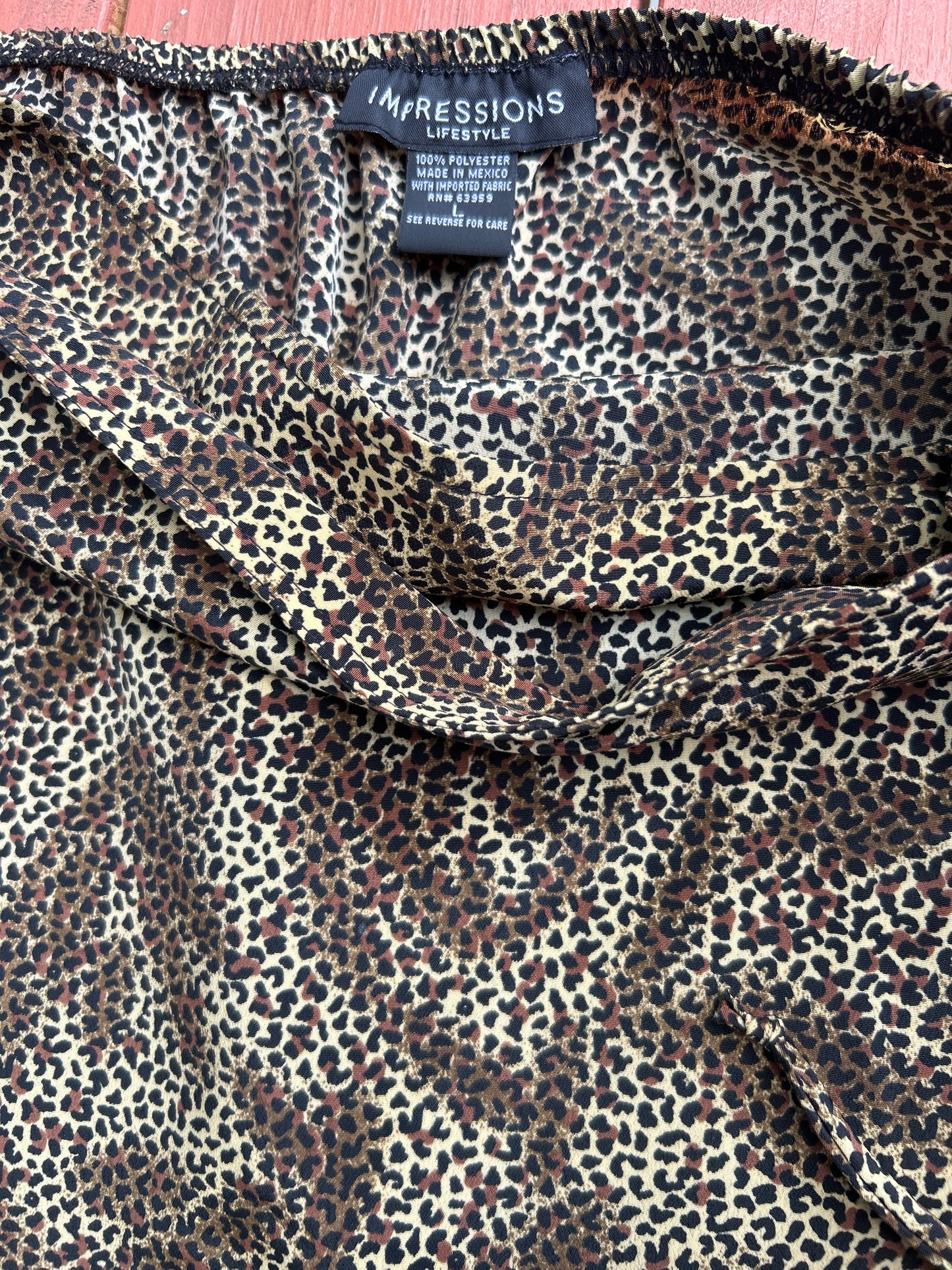 Impressions Full Wrap Skirt in Abstract Cheetah Size Large