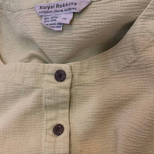 royal robbins chartreuse cotton cap sleeve button up