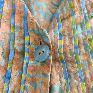 Frivolous by la blend Sleeveless Batik Pintuck Cotton Button Up Shirt