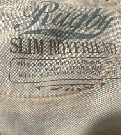 Rugby RL Slim Boyfriend Cuffed Jean Button Fly Patchwork Size 26