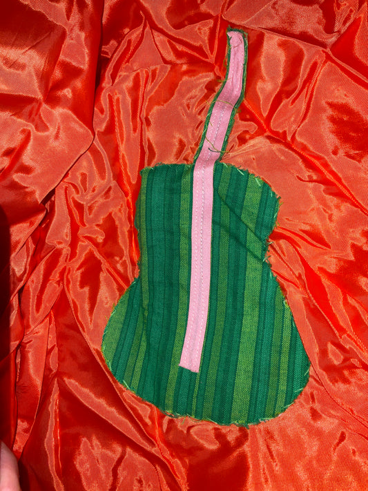 Peach Dupioni Silk Maxi Circle Skirt with Guitar Appliqué