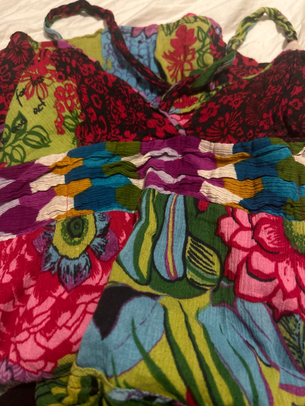 Desigual Cotton Multi Strappy Tropical Floral Top Size XL