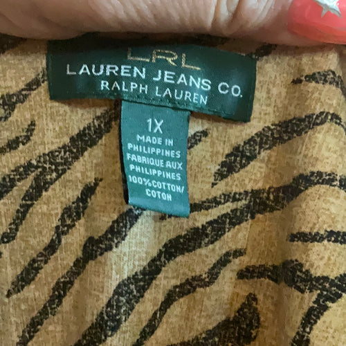 Lauren Jeans Co Ralph Lauren Plus Size Sleeveless Lace Front Maxi Dress Tiger Print