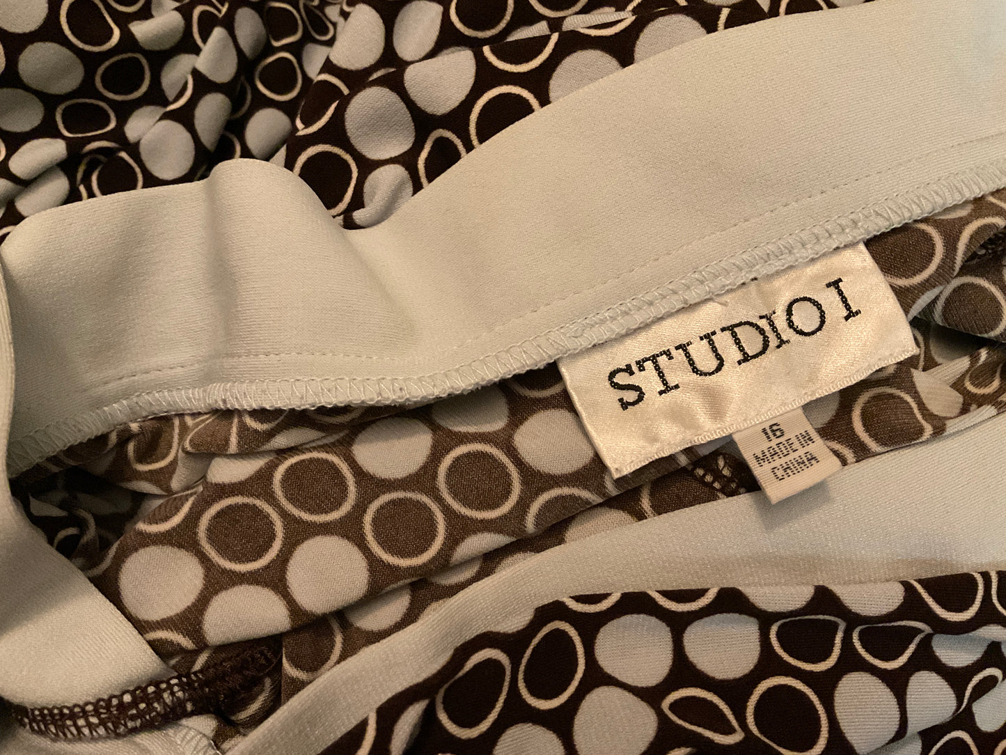 Circa ‘99 Geometric Circles Baby Blue and Brown Front and Back V Neck Midi Dress