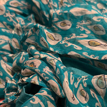 Load image into Gallery viewer, Teal and Blues Paisley Silk Made in India Jumpsuit Occasion Formal Wear Pallazzo