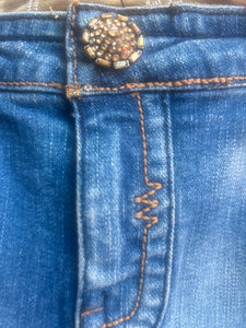 Industrial Cotton Butterfly Sequin Low Rise Flare Y2K Denim