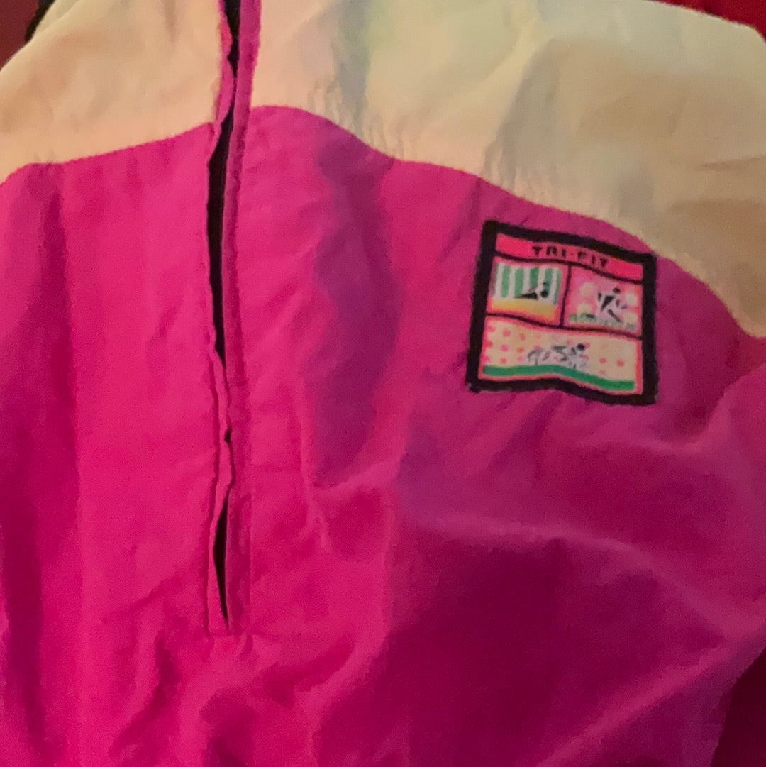 Tri-Fit Neon Yellow and Pink 1/4 Zip Up Windbreaker Size Medium