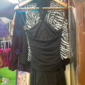 A Buyer 2000’s Y2K Black Mesh Asymmetrical Fairy Hem Halter Dress