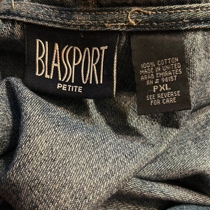 BlasSport Petite Hooded Zip Up Denim Chore Jacket