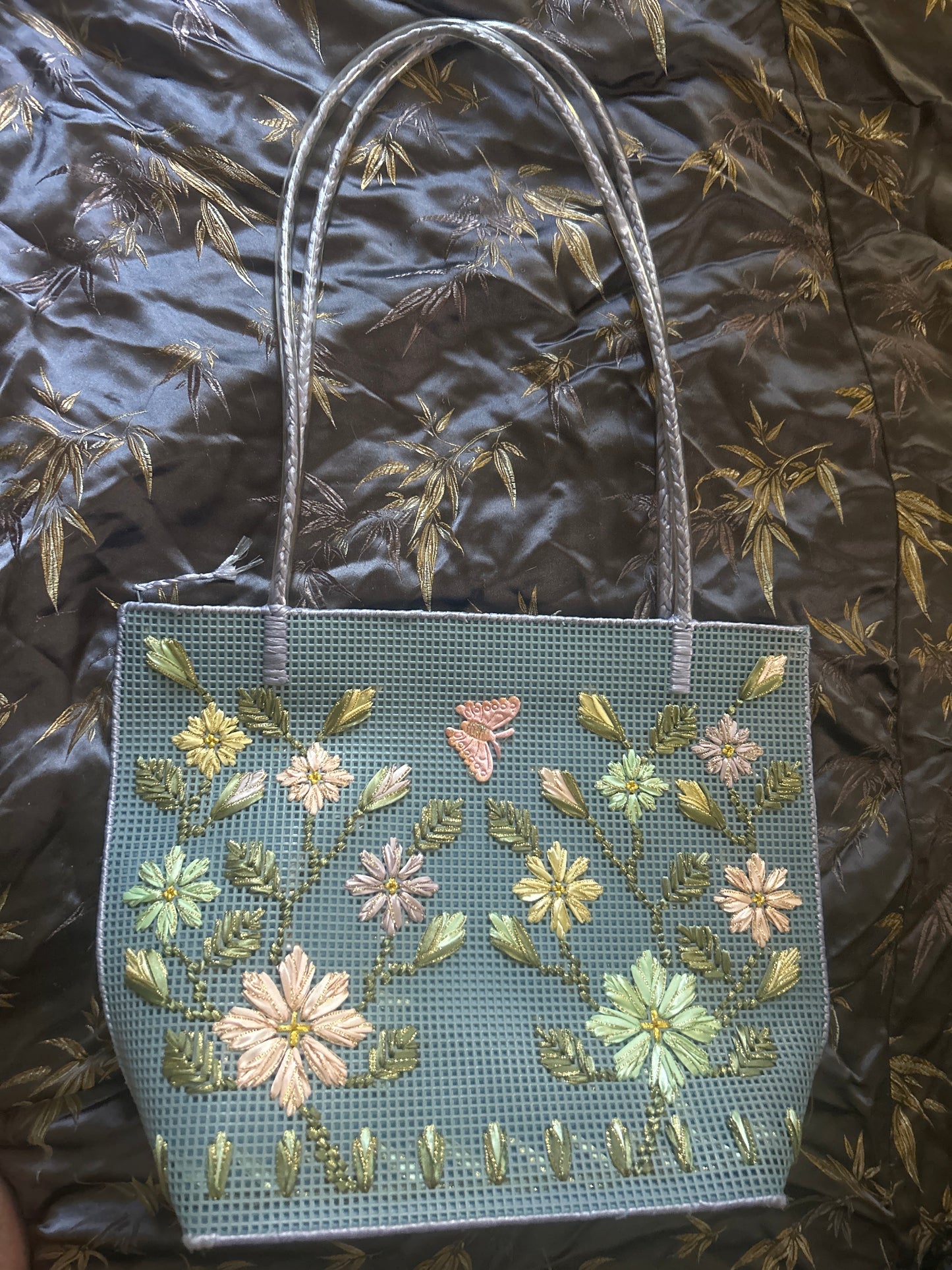 90’s Handmade Flower Embroidery Bag